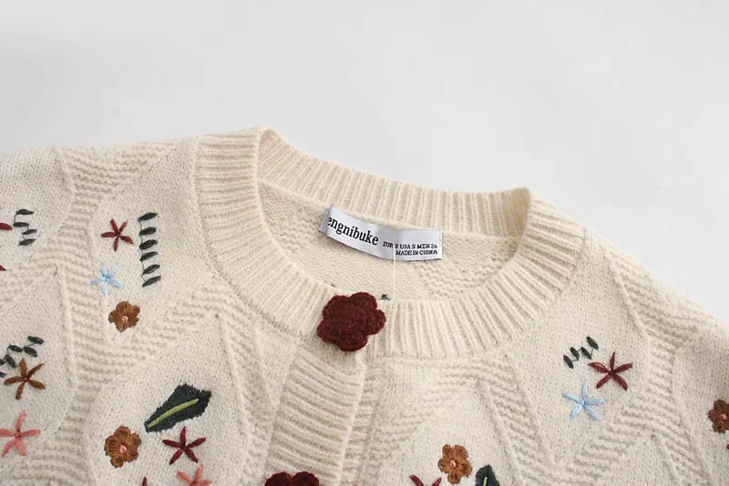 Title 1, All-MatchCrochet Flower Embellished Knitted Jacket