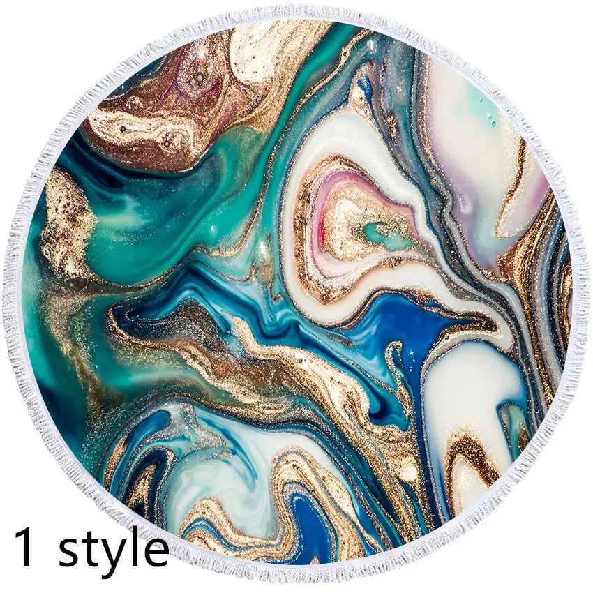 Round Printed Beach Towel Microfiber Bath