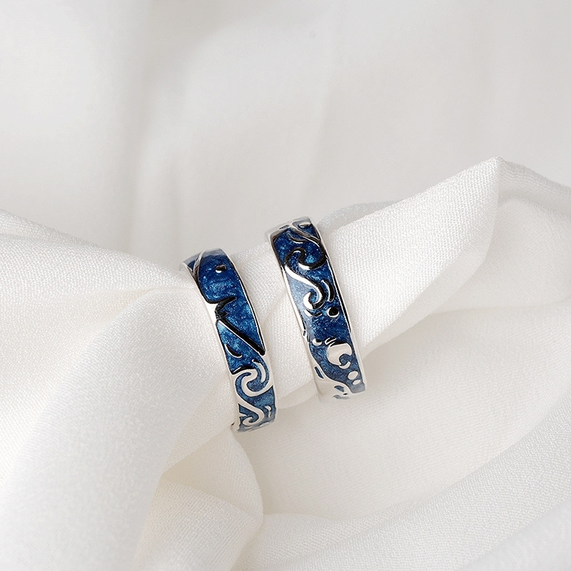 European and American Starry Couple Ring Personality Simple Ring