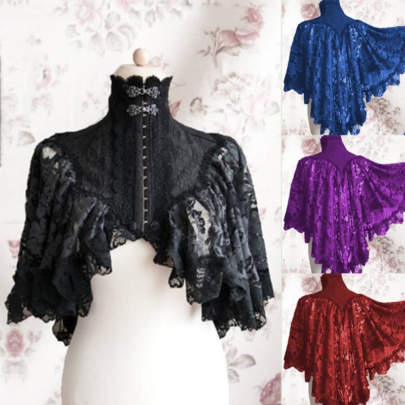 European and American Fashion Lace Stitching Irregular Shawl New Stand-up Collar Scarf