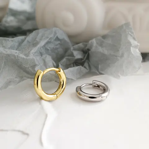 Sterling Silver Earrings INS Minimalist Geometric Ring Female Ear
