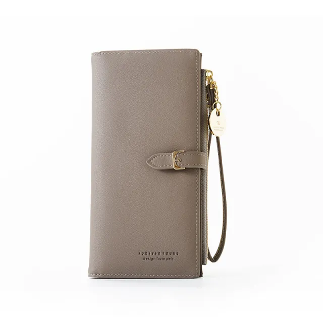 Niche Design Wallet Ladies Small And Thin Long Clutch Handbag Simple Ins Korean Grey - Shop at LoveMi
