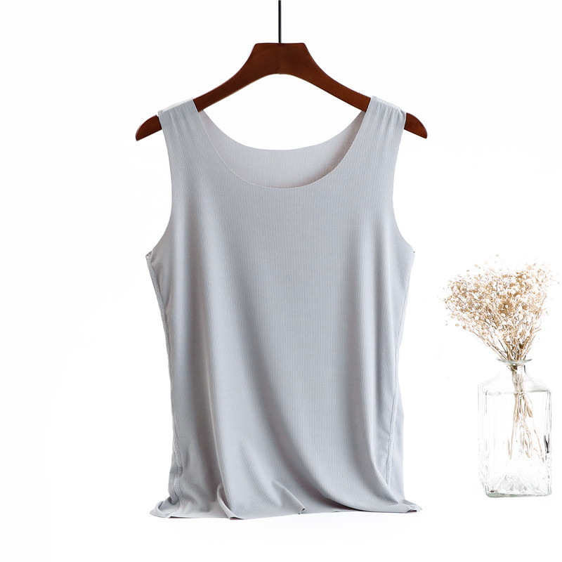 Ice Silk Cotton Solid Round Neck Vest