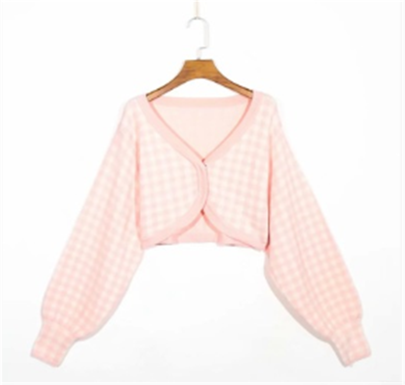 European and American Style Fashionable V-neck Knitted Jacket