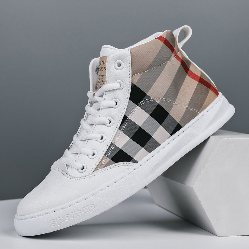 Title 4, High Top Casual Canvas Shoes Plaid Men