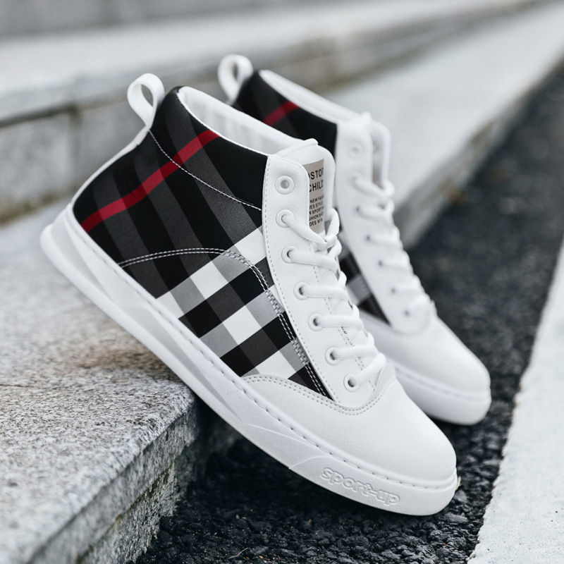 Title 6, High Top Casual Canvas Shoes Plaid Men