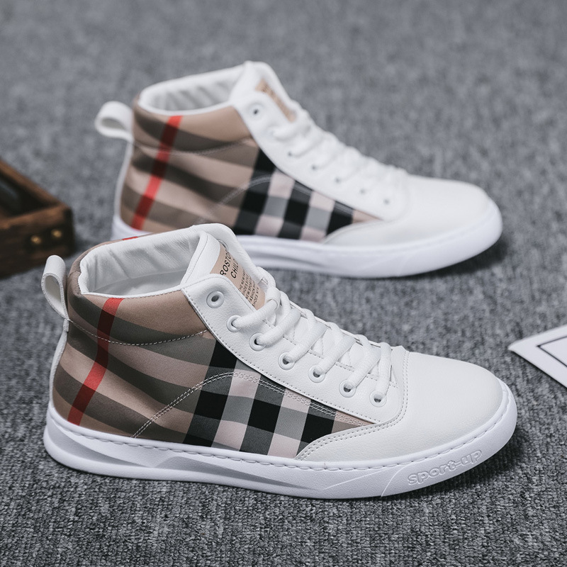 Title 5, High Top Casual Canvas Shoes Plaid Men