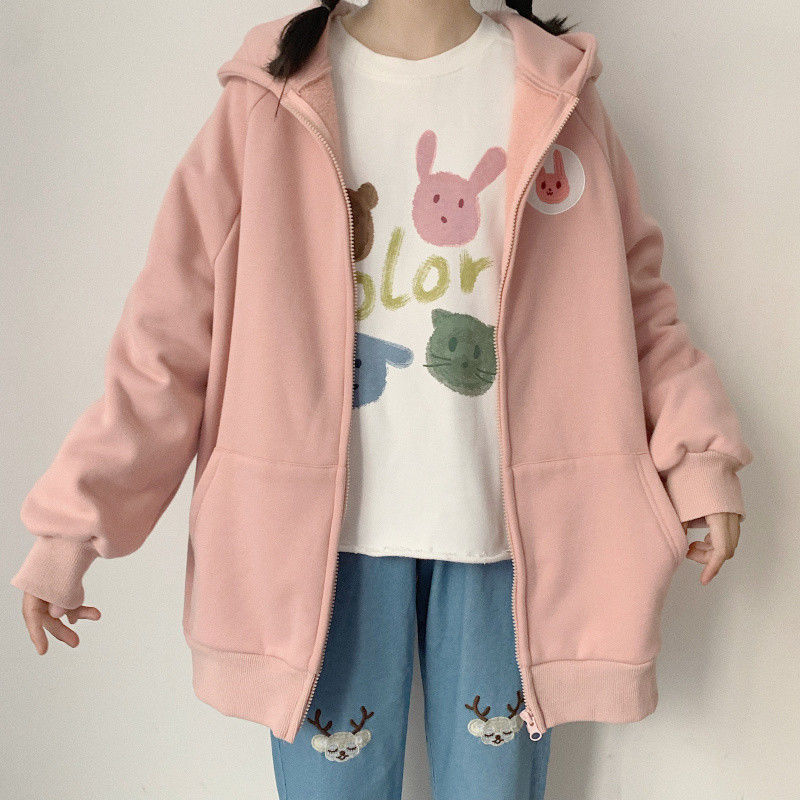 Title 13, Plus Velvet Thick Soft Girl Long-Sleeved Jk Swe...