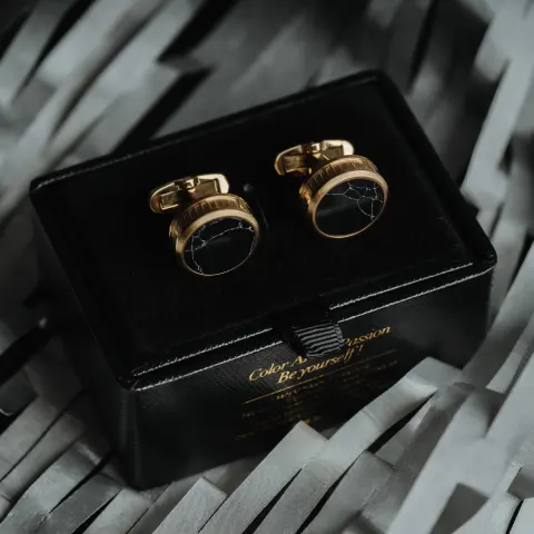 French Black Marble Cuff Links Men's Business Casual Shirt