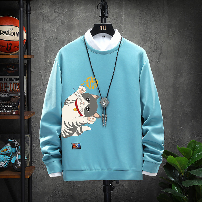 Men's Sweater Loose Large Size Round Neck Print