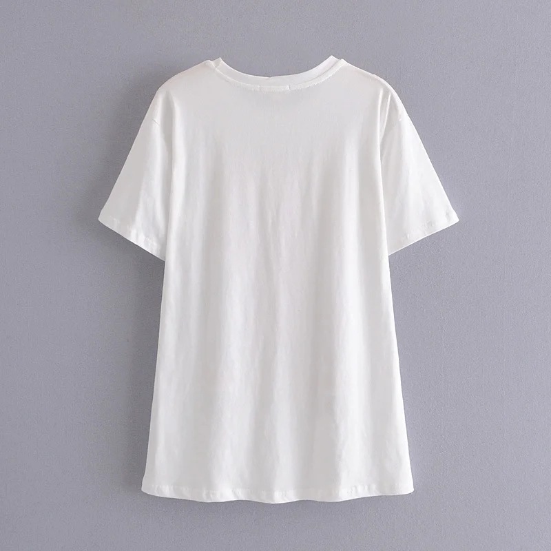 Retro Loose Statue Print Large Version Short-Sleeved T-Shirt Women Summer New Style