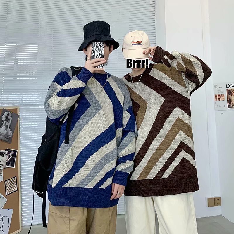 Hong Kong Style Individual Loose All-match Round Neck Sweater