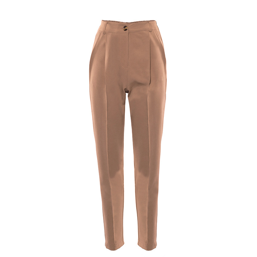New High-Waist Casual Nine-Point Pants European And American Foreign Trade Commuter Women's Slim Straight-Leg Suit Trousers