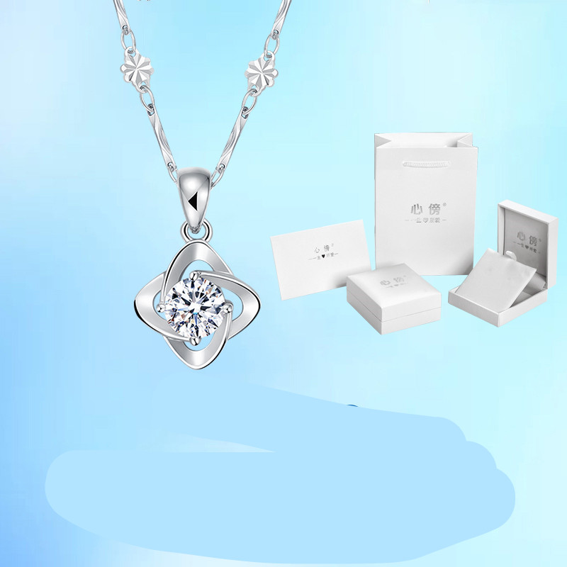 999 Sterling Silver Necklace Female Four-Leaf Clover Clavicle Chain