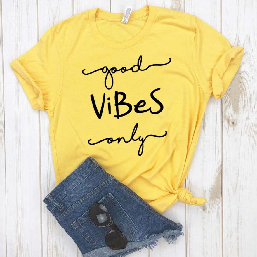 Good Vibes Only Printed Cotton T-Shirt