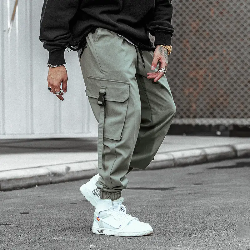 Hong Kong Style Casual Pants Men's New Spring Loose Multi Pocket Small leg Overalls