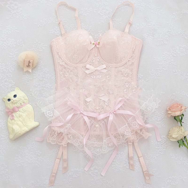 Title 7, Young Girl Lace Vest Fishbone Body-Hugging Cors...