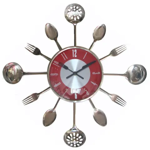 Stainless Steel Knife and Fork Kitchen Decoration Clock