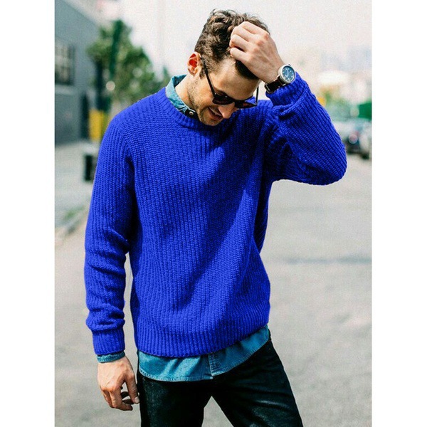 Men's Casual Slim Round Neck Sweater Knitwear