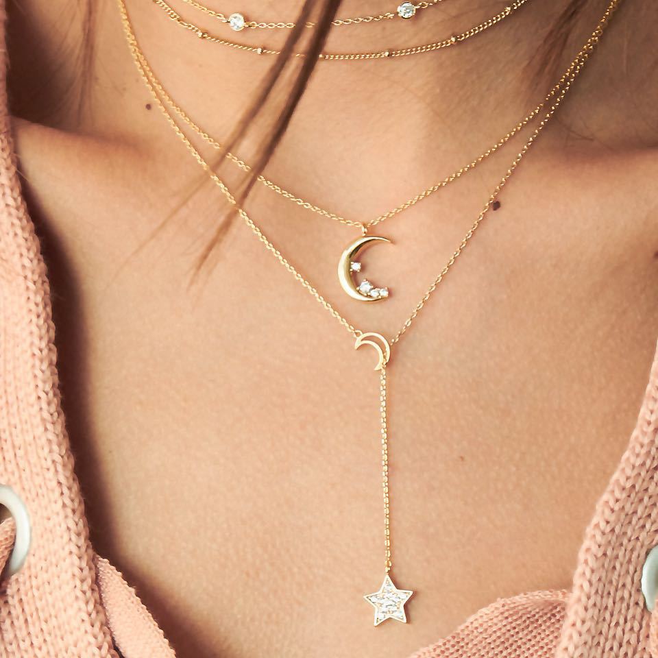 Fashion Personality Moon Five-Pointed Star Multi-Layer Women's Combination Necklace