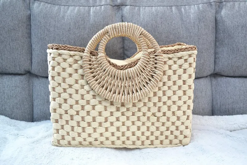 Woollen Cloth, Papyrus, Handbag, Beach - Beige