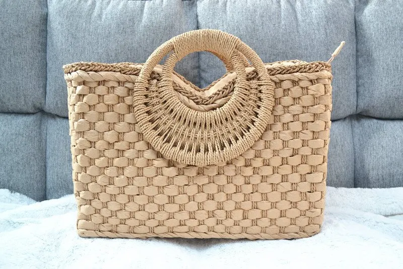 Woollen Cloth, Papyrus, Handbag, Beach - Khaki