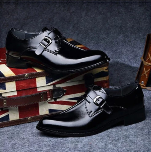 Pointed Casual Lace-Up Low-Top Leather Shoes