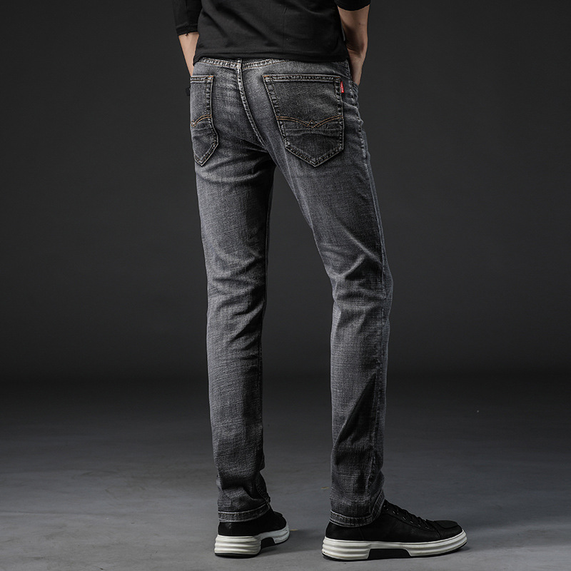 Men's New Large Size Stretch Jeans Slim Small Straight Denim Pants