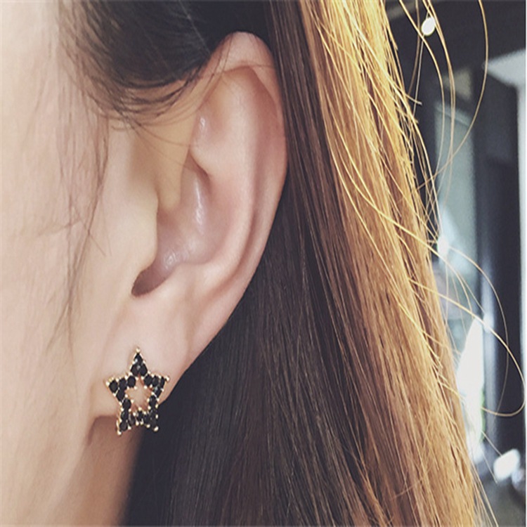 Five Pointed Star Rhinestone Earrings