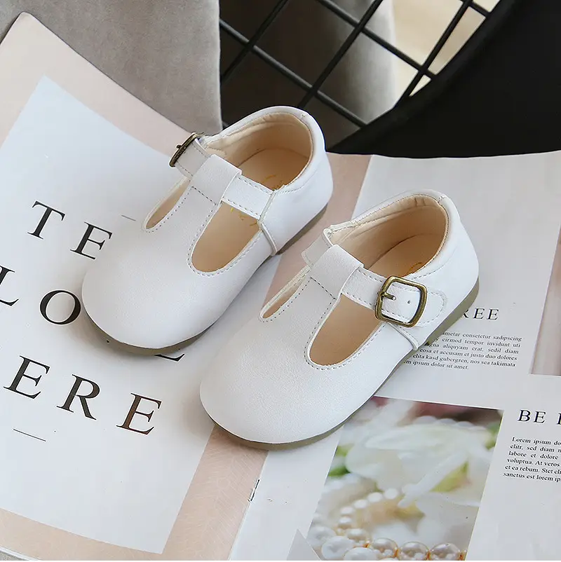 Children's Retro Leather Shoes Autumn New Baby Toddler Shoes Soft Bottomed Boys' And Girls' Bean Shoes
