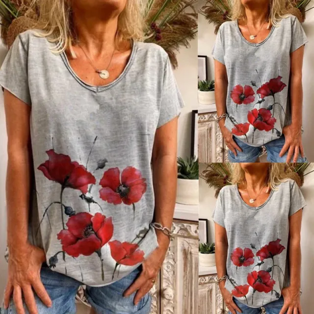 Summer European And American Hot Style Sexy Print Loose Round Neck Short Sleeve Women's T Shirt Picture Color 5Xl - Shop at LoveMi