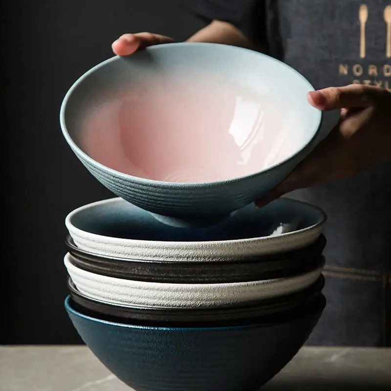 European Style Hotel Restaurant Big Dish Creative Ramen Beef Noodle Ceramic Bowl