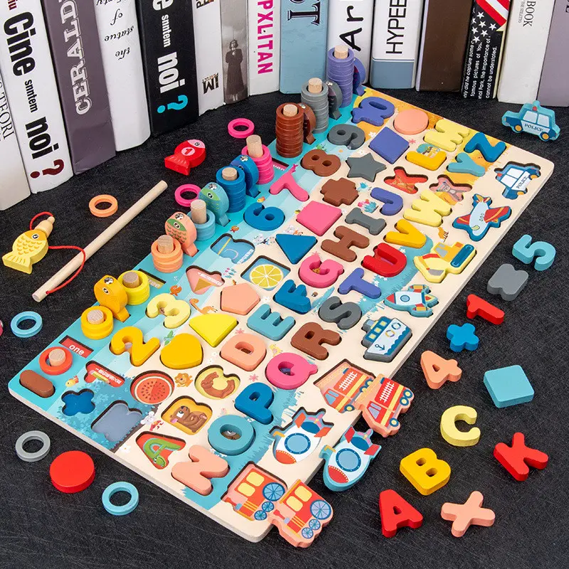 3D Preschool Children Educational Toys Wooden Montessori Arithmetic Magnetic