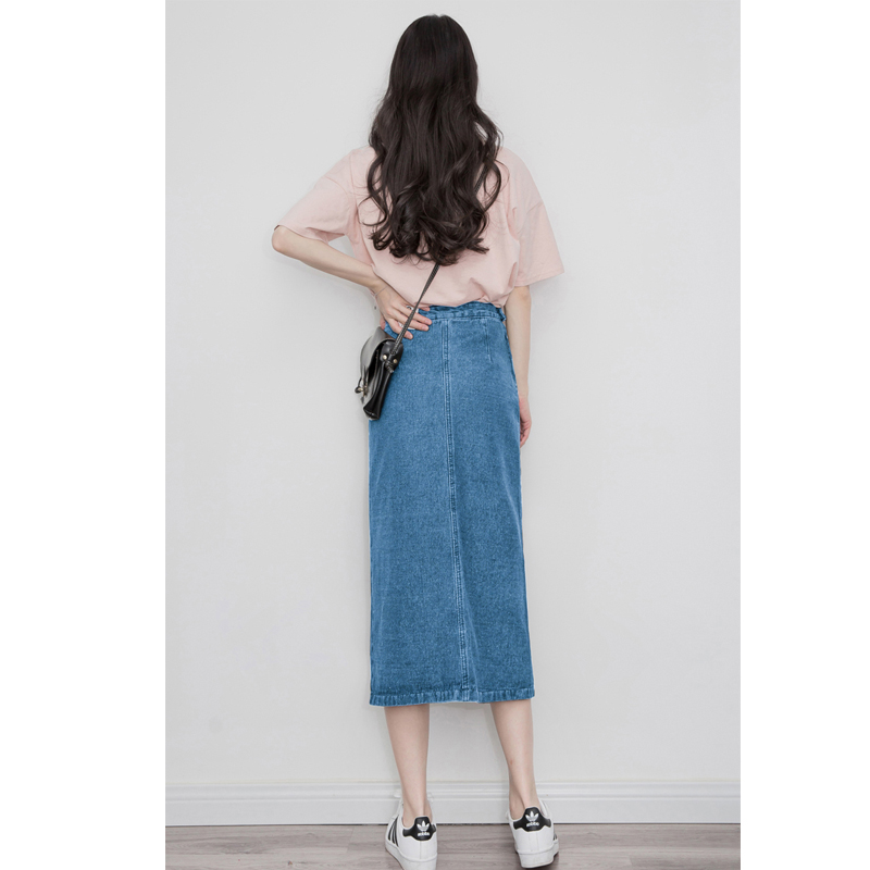 Mid-Length A-Line High Waist All-Match Denim Skirt