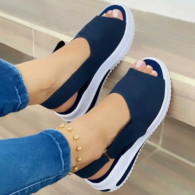 Fish mouth Flat heel Buckle Low top Solid Color Shoes Blue - Shop at LoveMi