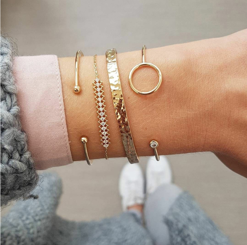 Wind New ol Round Irregular Bracelet Bracelet Alloy Combination