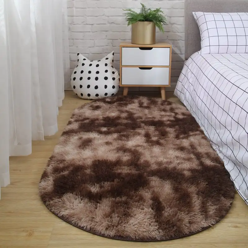 Oval Bedroom Carpet Soft Shaggy Area Rug for Bedside