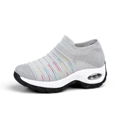 Large Size Women's Shoes Air Cushion Flying Woven Sneakers - Grey - View 1