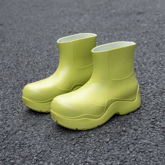 Non slip Platform Low top Waterproof Ladies Fashion Rain Boots Green - Shop at LoveMi