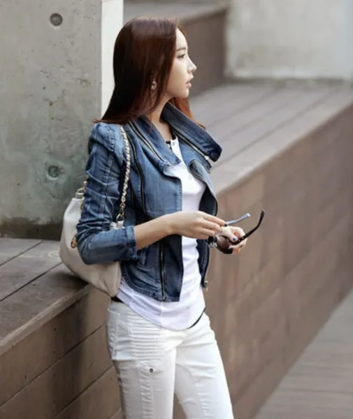 Slim Locomotive Zipper Short Denim Short Female Trendy Blue - Shop at LoveMi