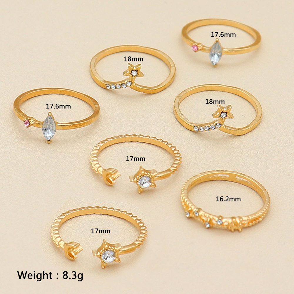 Knuckle Ring Purple Diamond Bohemian Geometric Ring Set of 7