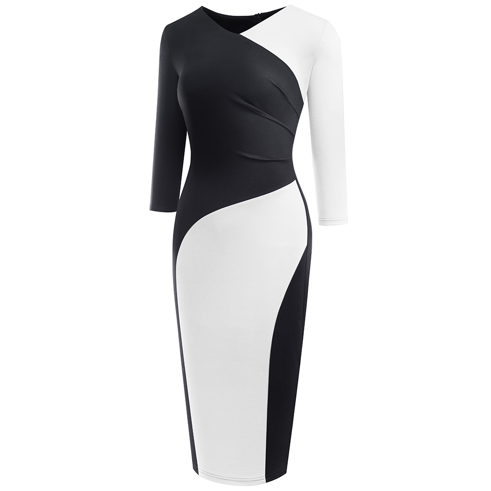 V-Neck Contrast Pencil Dress, picture 2 of 5
