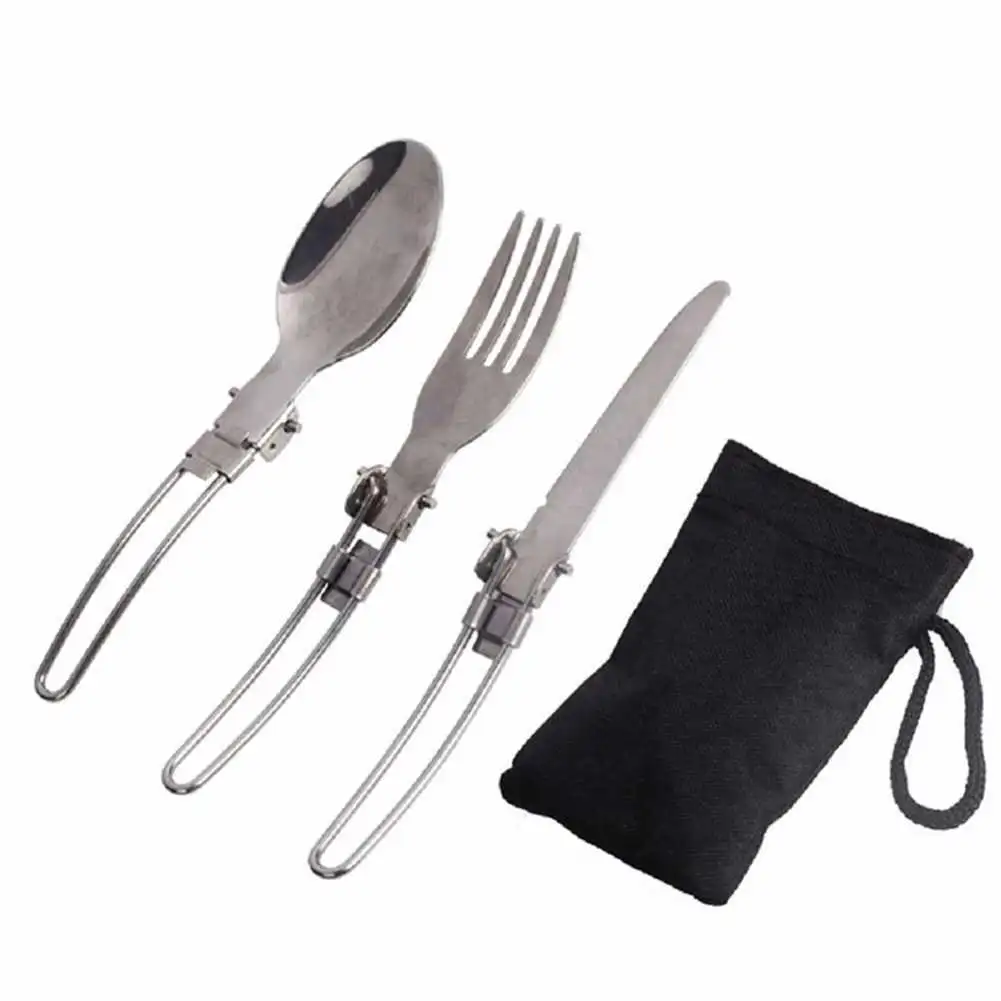 3pcs Set Folding Picnic Traveling Hiking Camping Cutlery Ute