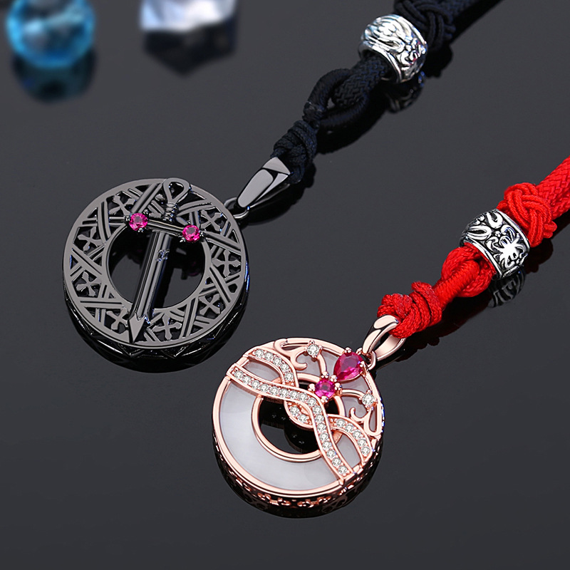 S925 Silver Princess Knight Couple Necklace