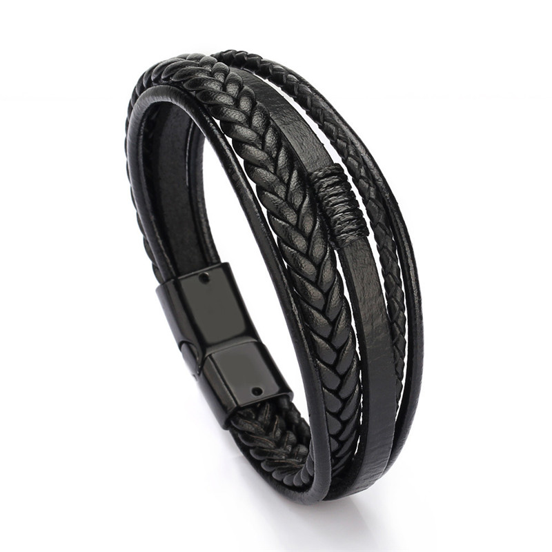 Jewelry Cowhide Rope Braided Men's Leather Bracelet