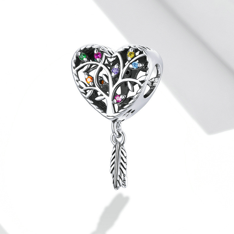 Heart-Shaped Tree Of Life Beaded S925 Sterling Silver