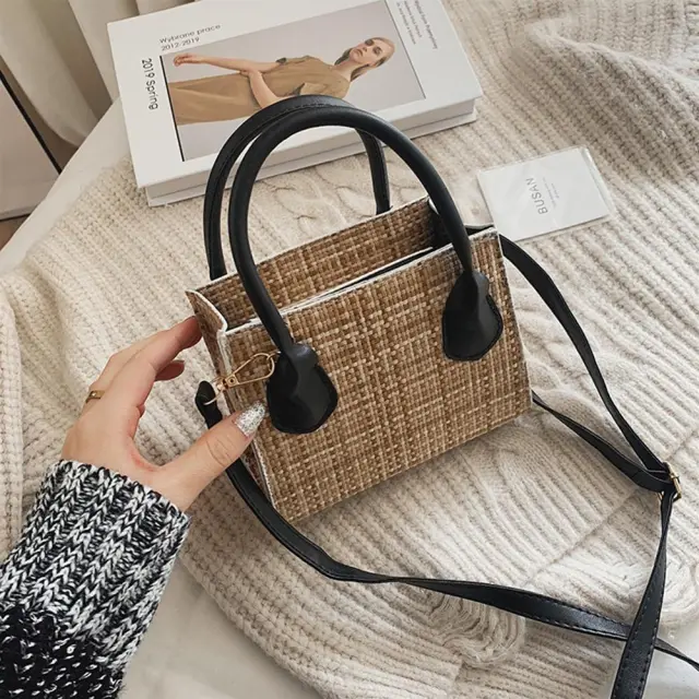 Retro Korean Women's Cross body all match One shoulder Plaid Small Square Bag Khaki - Shop at LoveMi