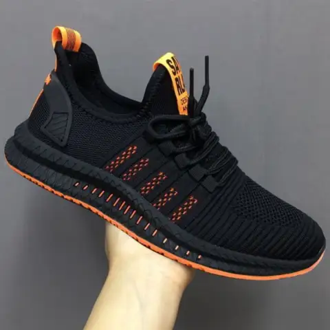 All Black Work Shoes Men's Mesh Breathable Lightweight Summer
