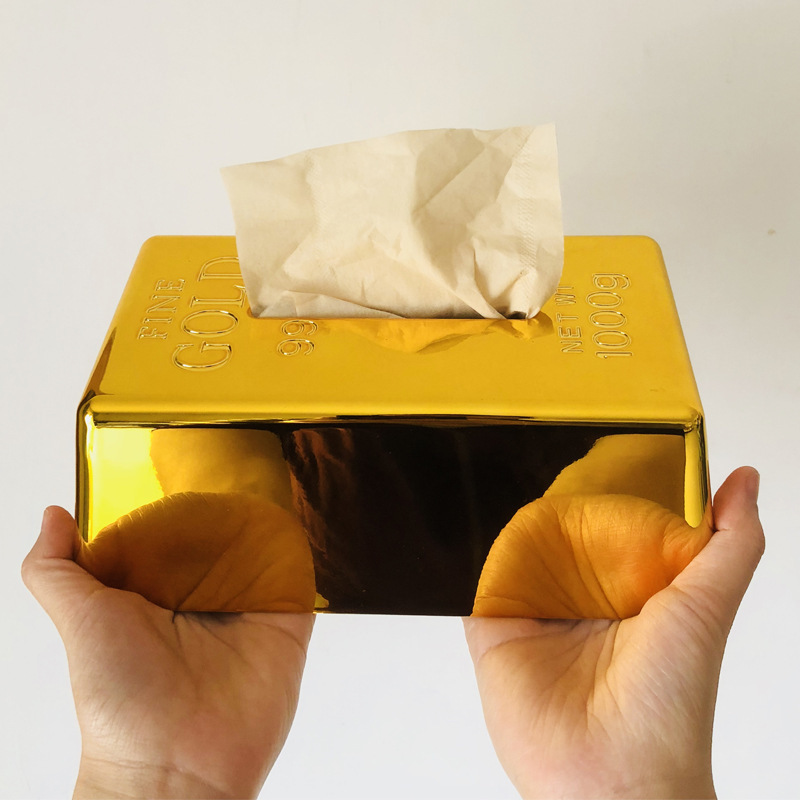 Simulation Gold Bar Creative Home Tissue Storage Box