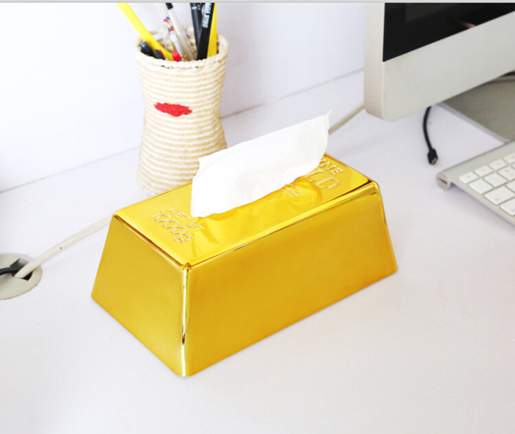 Simulation Gold Bar Creative Home Tissue Storage Box